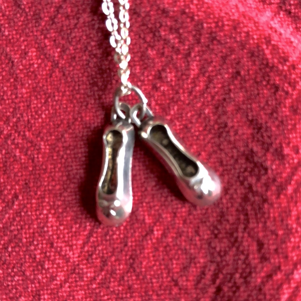 Sterling silver ballet shoe necklace